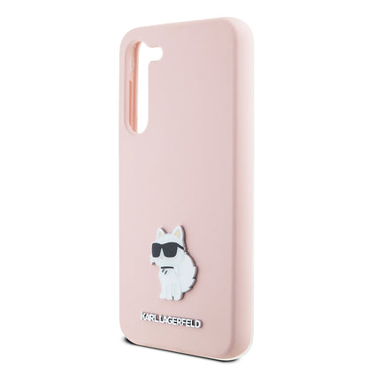 Husa pentru Samsung Galaxy S23 S911, Karl Lagerfeld, Silicone Choupette Metal, Roz