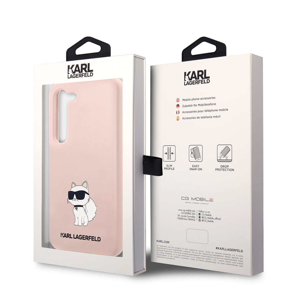 Husa pentru Samsung Galaxy S23 S911, Karl Lagerfeld, Silicone Choupette, Roz