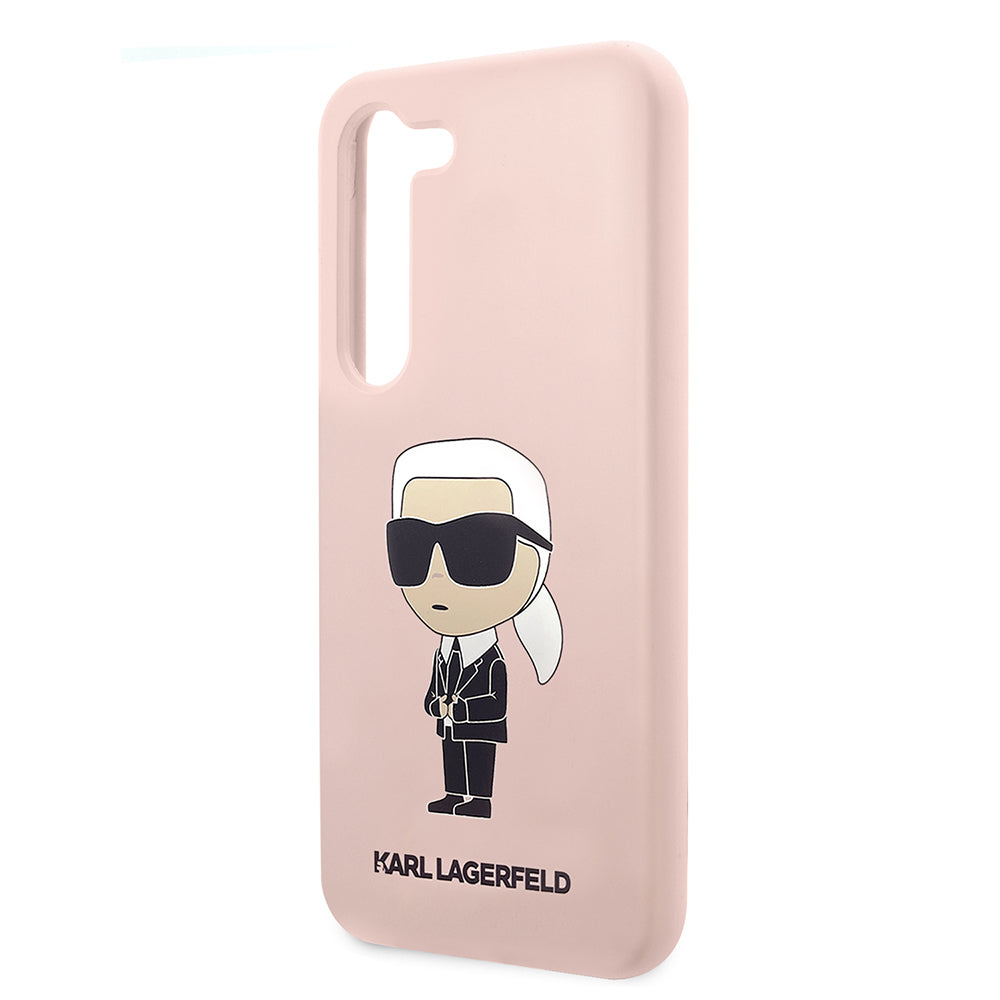 Husa pentru Samsung Galaxy S23 S911, Karl Lagerfeld, Silicone Ikonik Karl, Roz