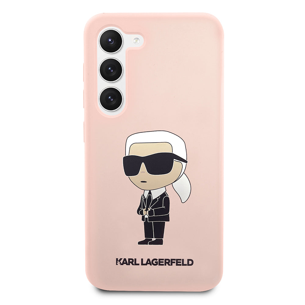 Husa pentru Samsung Galaxy S23 S911, Karl Lagerfeld, Silicone Ikonik Karl, Roz