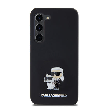 Husa pentru Samsung Galaxy S23 S911, Karl Lagerfeld, Silicone Karl & Choupette Metal, Neagra