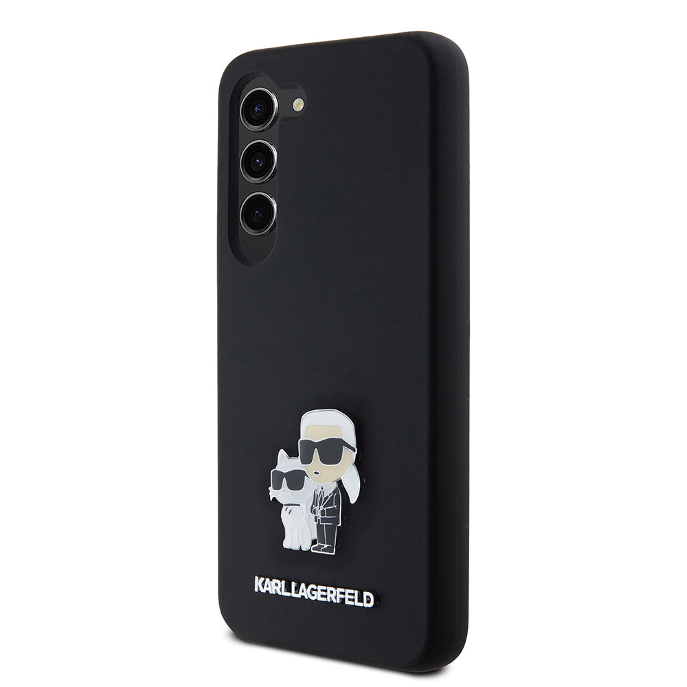 Husa pentru Samsung Galaxy S23 S911, Karl Lagerfeld, Silicone Karl & Choupette Metal, Neagra