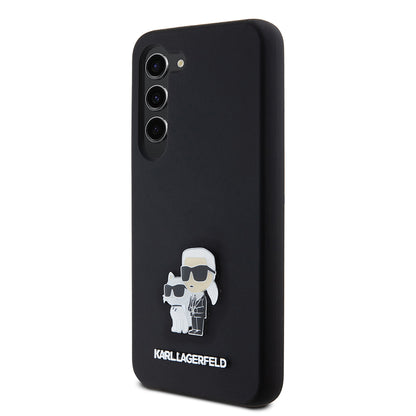 Husa pentru Samsung Galaxy S23 S911, Karl Lagerfeld, Silicone Karl & Choupette Metal, Neagra
