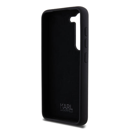 Husa pentru Samsung Galaxy S23 S911, Karl Lagerfeld, Silicone Karl & Choupette Metal, Neagra