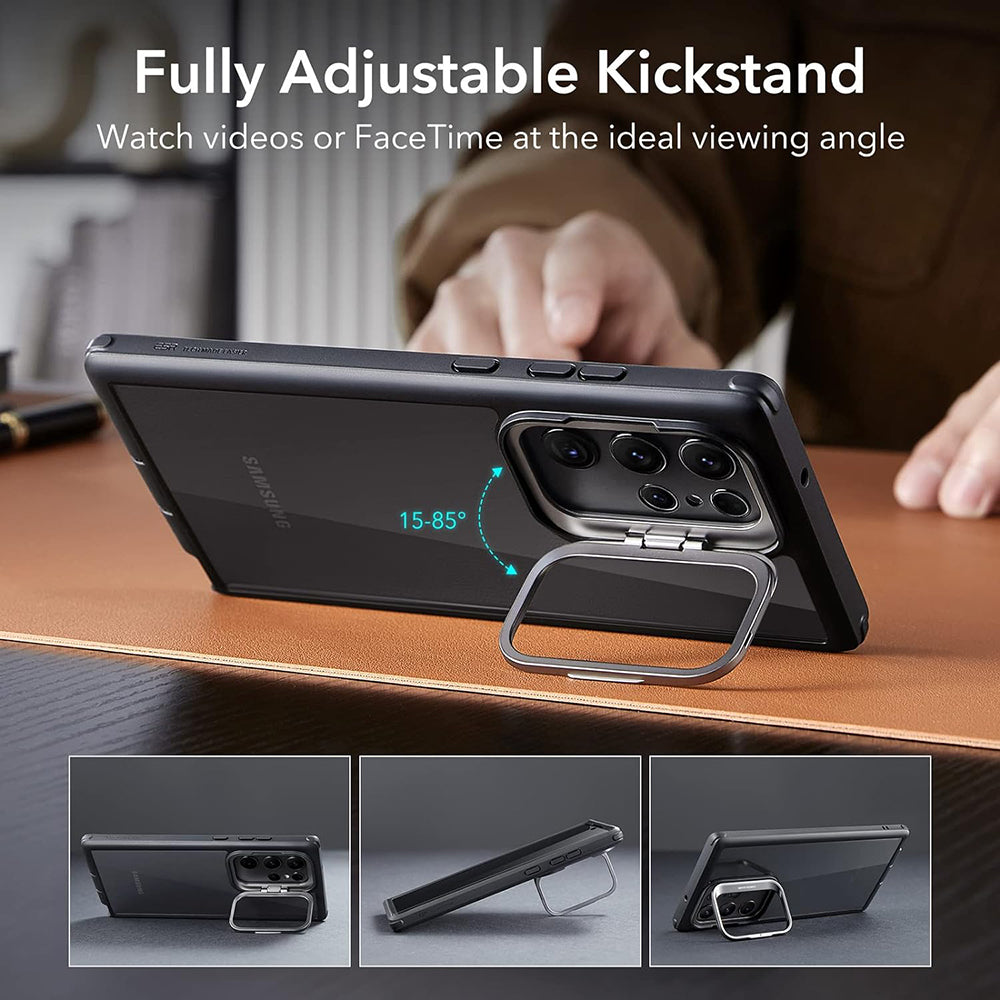 Husa pentru Samsung Galaxy S23 Ultra S918, ESR, Shock Armor Kickstand, Neagra Transparenta