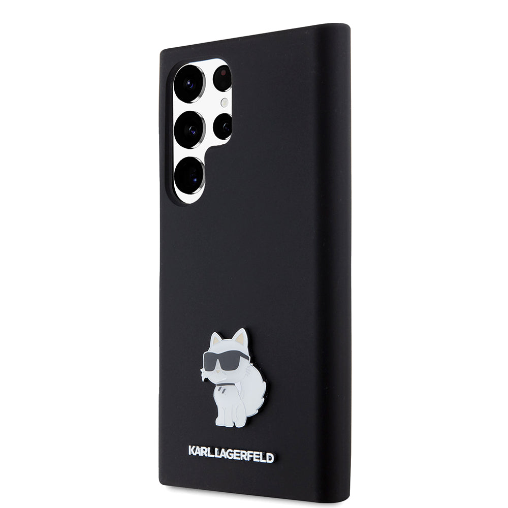Husa pentru Samsung Galaxy S23 Ultra S918, Karl Lagerfeld, Silicone Choupette, Neagra
