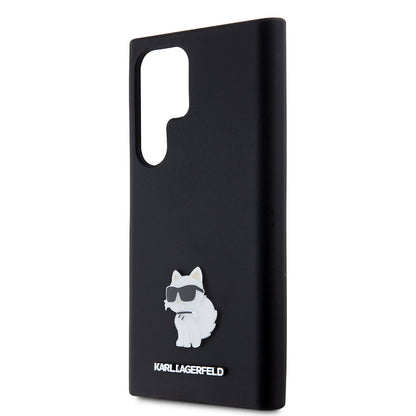 Husa pentru Samsung Galaxy S23 Ultra S918, Karl Lagerfeld, Silicone Choupette, Neagra
