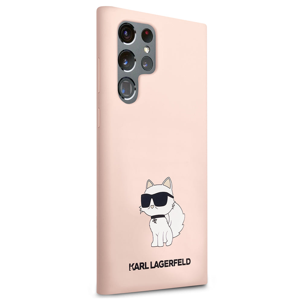 Husa pentru Samsung Galaxy S23 Ultra S918, Karl Lagerfeld, Silicone Choupette, Roz