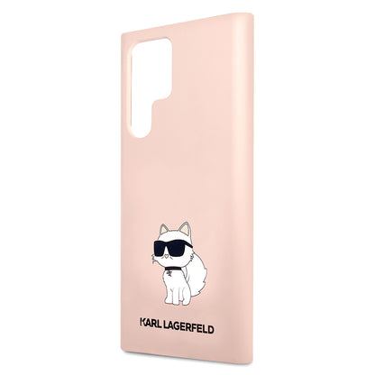 Husa pentru Samsung Galaxy S23 Ultra S918, Karl Lagerfeld, Silicone Choupette, Roz