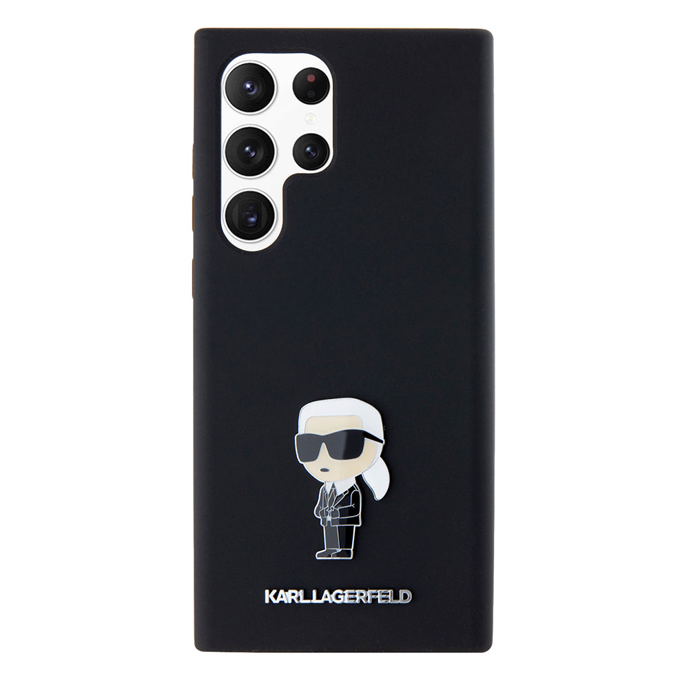 Husa pentru Samsung Galaxy S23 Ultra S918, Karl Lagerfeld, Silicone Ikonik Karl Metal, Neagra