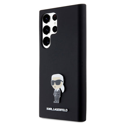 Husa pentru Samsung Galaxy S23 Ultra S918, Karl Lagerfeld, Silicone Ikonik Karl Metal, Neagra
