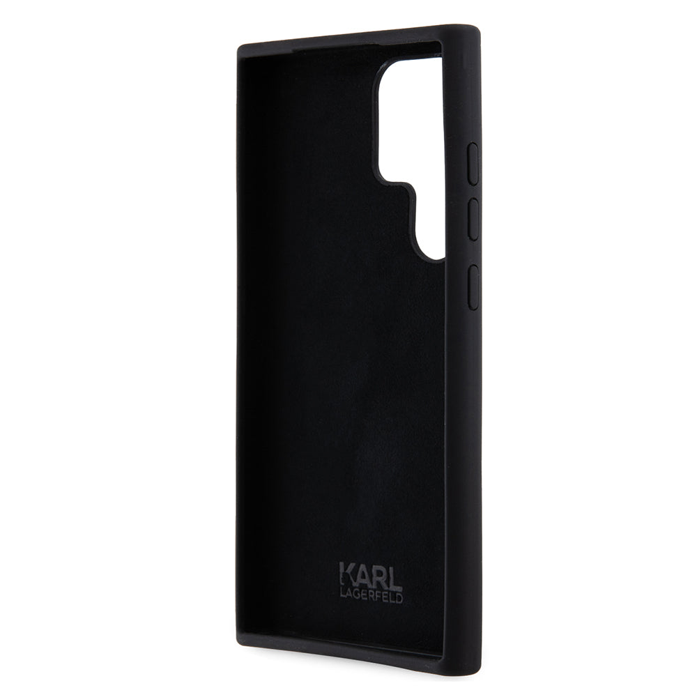 Husa pentru Samsung Galaxy S23 Ultra S918, Karl Lagerfeld, Silicone Ikonik Karl Metal, Neagra