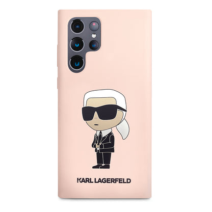 Husa pentru Samsung Galaxy S23 Ultra S918, Karl Lagerfeld, Silicone Ikonik Karl, Roz