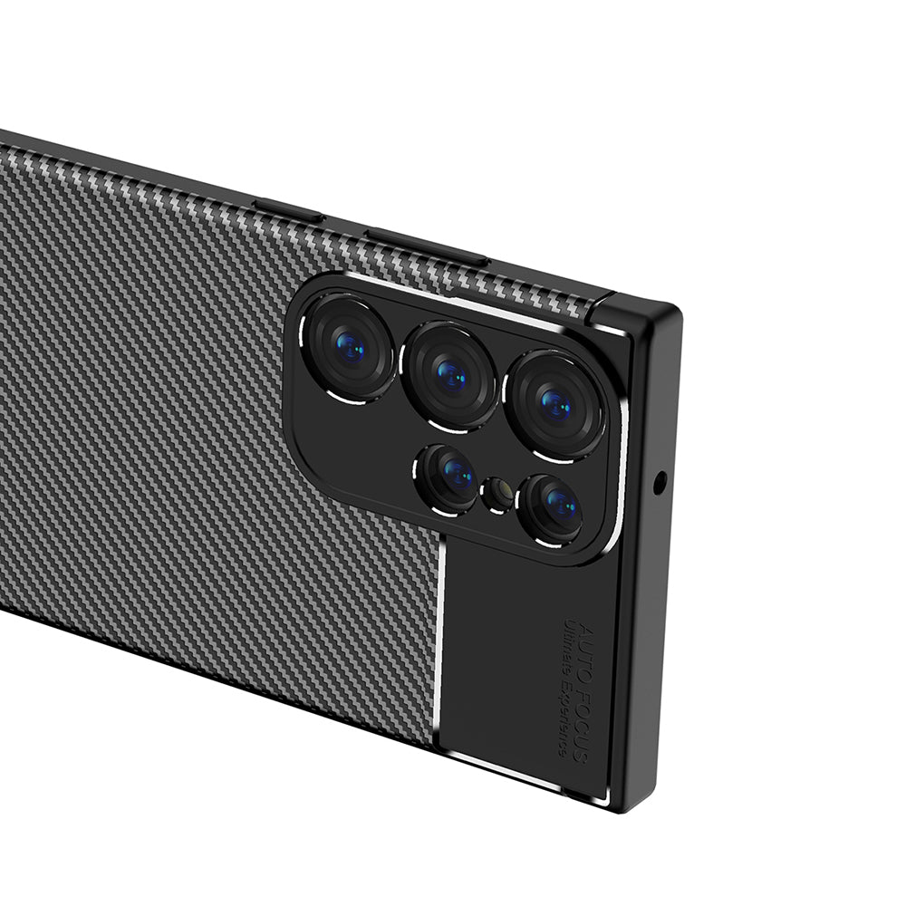 Husa pentru Samsung Galaxy S23 Ultra S918, Techsuit, CarbonFiber, Neagra