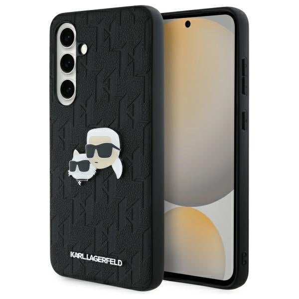 Husa pentru Samsung Galaxy S24 FE S721, Karl Lagerfeld, Monogram Karl & Choupette's Heads, Neagra