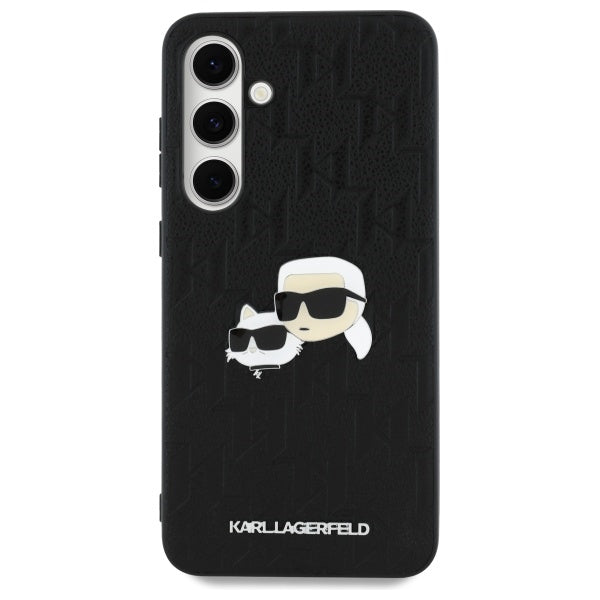 Husa pentru Samsung Galaxy S24 FE S721, Karl Lagerfeld, Monogram Karl & Choupette's Heads, Neagra