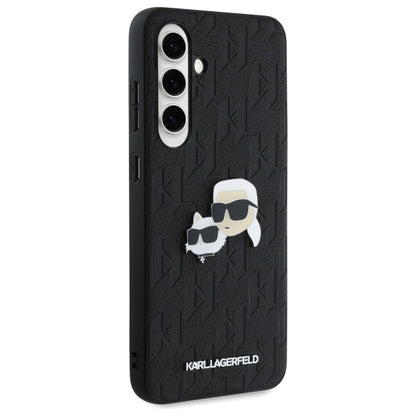 Husa pentru Samsung Galaxy S24 FE S721, Karl Lagerfeld, Monogram Karl & Choupette's Heads, Neagra