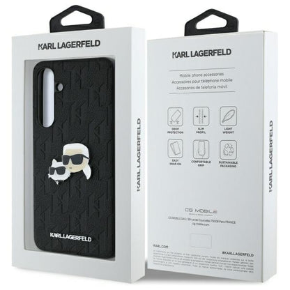 Husa pentru Samsung Galaxy S24 FE S721, Karl Lagerfeld, Monogram Karl & Choupette's Heads, Neagra