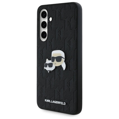 Husa pentru Samsung Galaxy S24 FE S721, Karl Lagerfeld, Monogram Karl & Choupette's Heads, Neagra