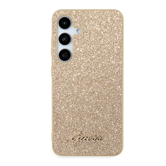 Husa pentru Samsung Galaxy S24+ S926, Guess, Glitter Script, Aurie