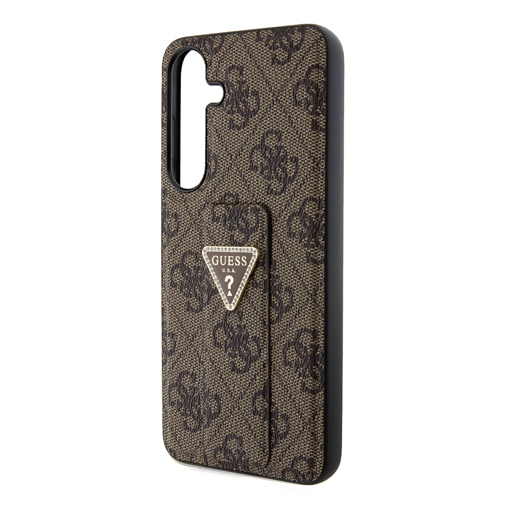 Husa pentru Samsung Galaxy S24+ S926, Guess, Grip Stand 4G Triangle Strass, Maro