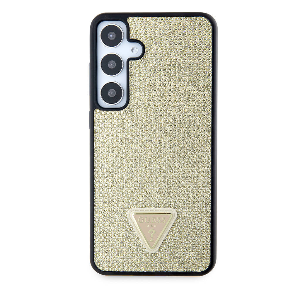 Husa pentru Samsung Galaxy S24+ S926, Guess, Rhinestone Triangle Logo, Aurie