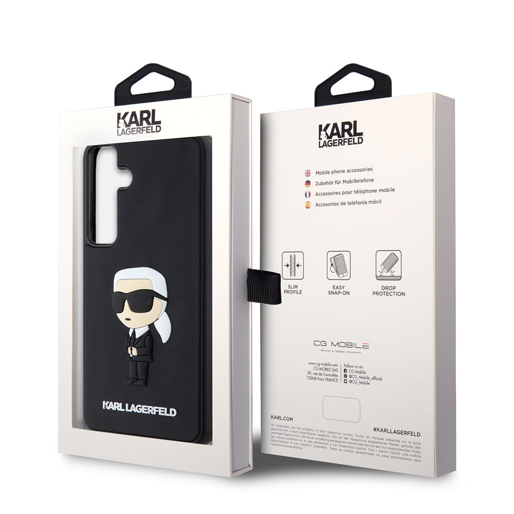 Husa pentru Samsung Galaxy S24+ S926, Karl Lagerfeld, 3D Rubber Ikonik Karl, Neagra