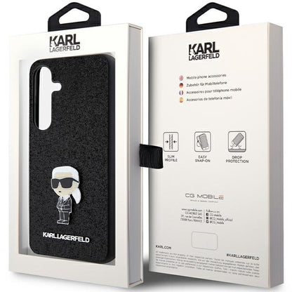 Husa pentru Samsung Galaxy S24+ S926, Karl Lagerfeld, Glitter Ikonik Karl Logo, Neagra