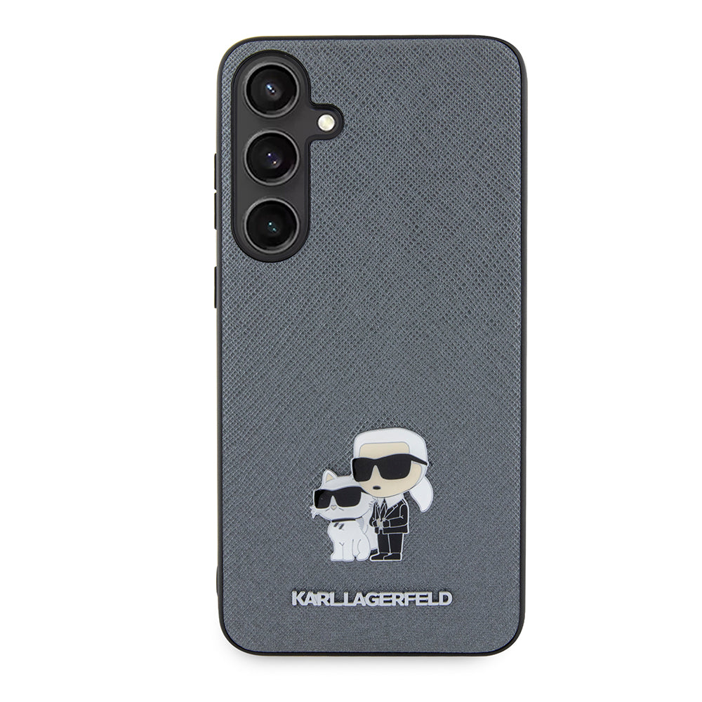 Husa pentru Samsung Galaxy S24+ S926, Karl Lagerfeld, Saffiano Karl & Choupette Metal, Gri