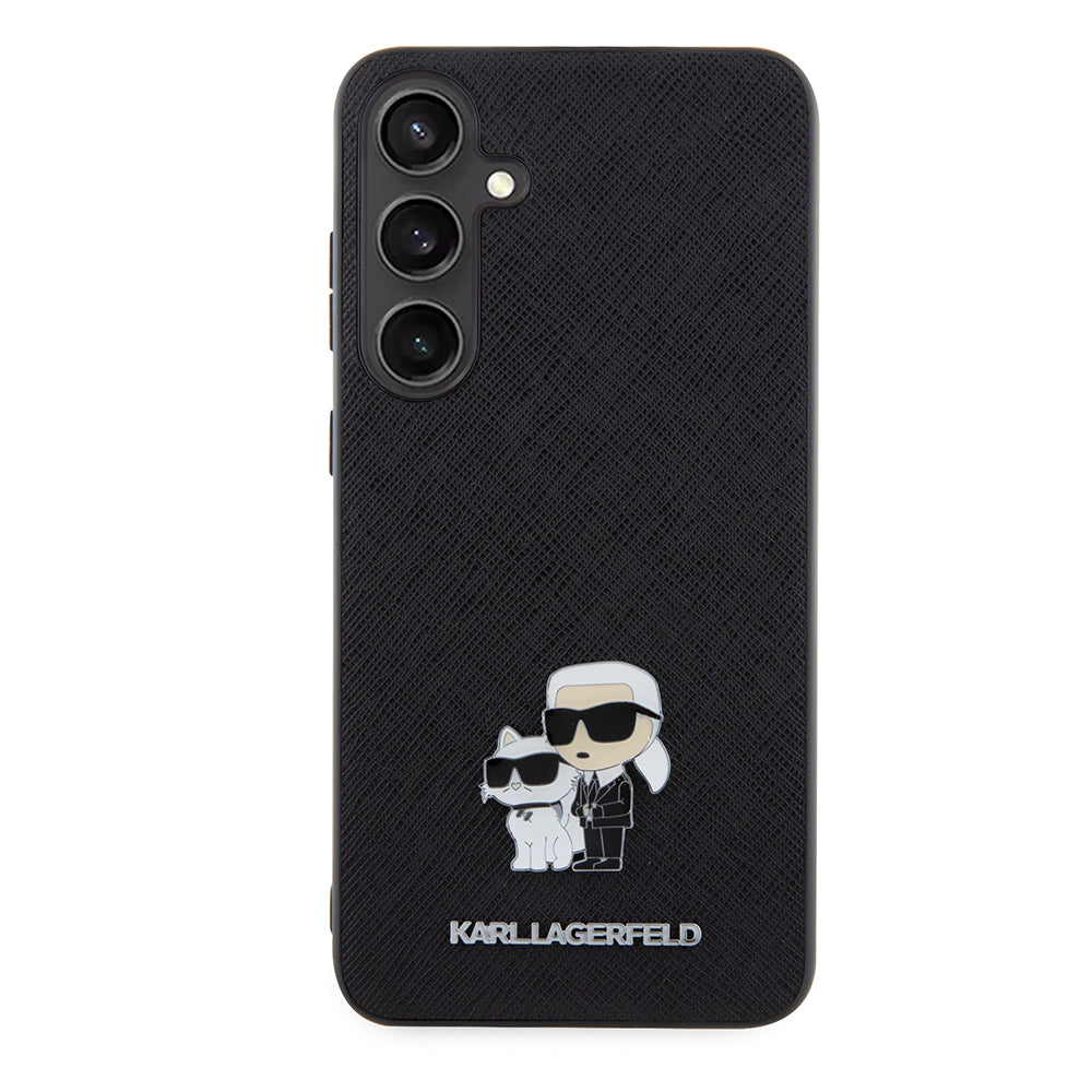Husa pentru Samsung Galaxy S24+ S926, Karl Lagerfeld, Saffiano Karl & Choupette Metal, Neagra