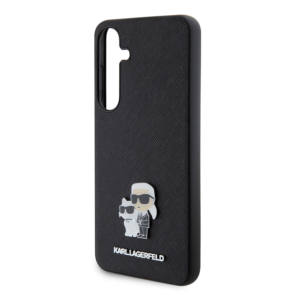 Husa pentru Samsung Galaxy S24+ S926, Karl Lagerfeld, Saffiano Karl & Choupette Metal, Neagra