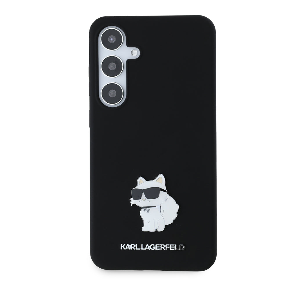 Husa pentru Samsung Galaxy S24+ S926, Karl Lagerfeld, Silicone Choupette Metal, Neagra