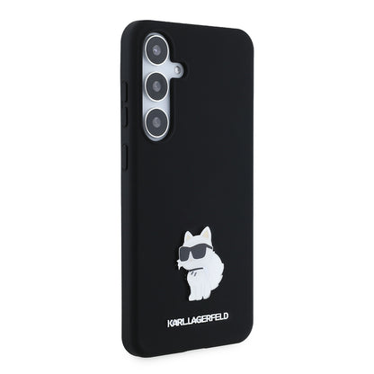 Husa pentru Samsung Galaxy S24+ S926, Karl Lagerfeld, Silicone Choupette Metal, Neagra
