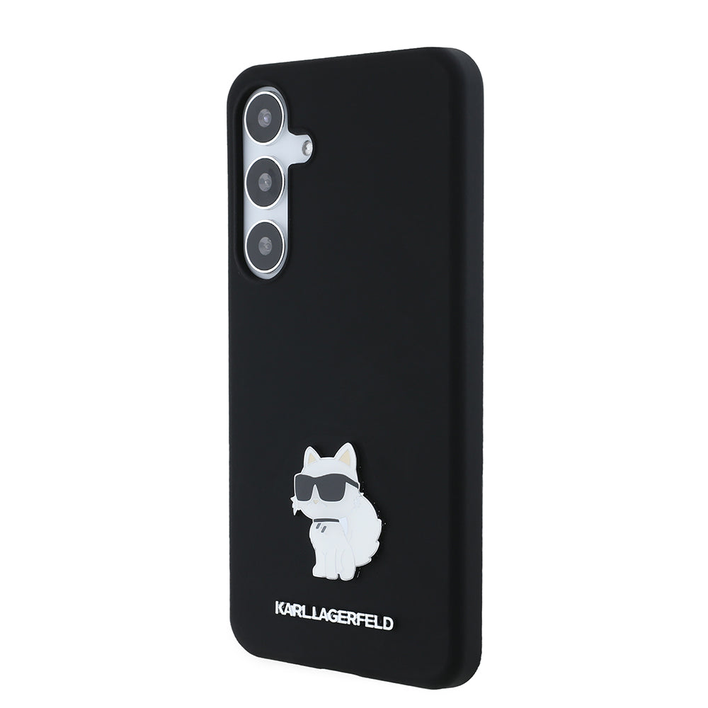 Husa pentru Samsung Galaxy S24+ S926, Karl Lagerfeld, Silicone Choupette Metal, Neagra