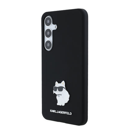 Husa pentru Samsung Galaxy S24+ S926, Karl Lagerfeld, Silicone Choupette Metal, Neagra
