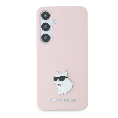 Husa pentru Samsung Galaxy S24+ S926, Karl Lagerfeld, Silicone Choupette Metal, Roz