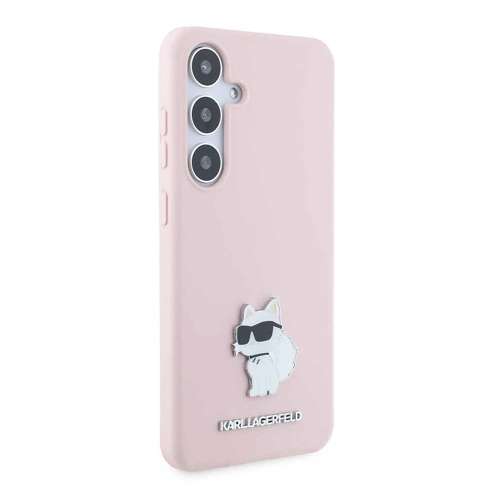 Husa pentru Samsung Galaxy S24+ S926, Karl Lagerfeld, Silicone Choupette Metal, Roz