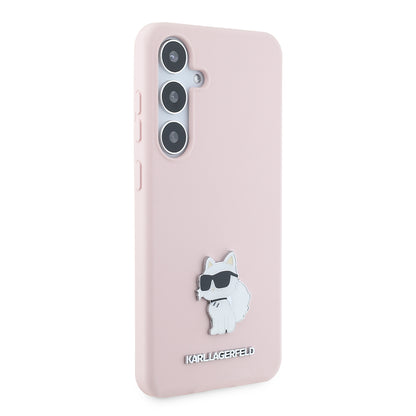 Husa pentru Samsung Galaxy S24+ S926, Karl Lagerfeld, Silicone Choupette Metal, Roz