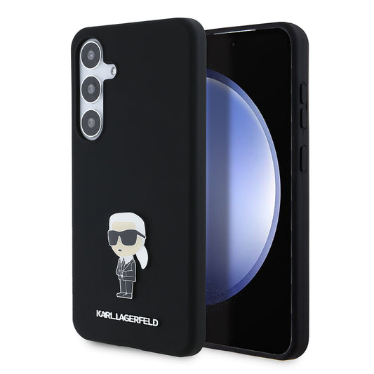 Husa pentru Samsung Galaxy S24+ S926, Karl Lagerfeld, Silicone Ikonik Karl Metal, Neagra