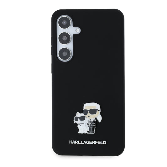 Husa pentru Samsung Galaxy S24+ S926, Karl Lagerfeld, Silicone Karl & Choupette Metal, Neagra