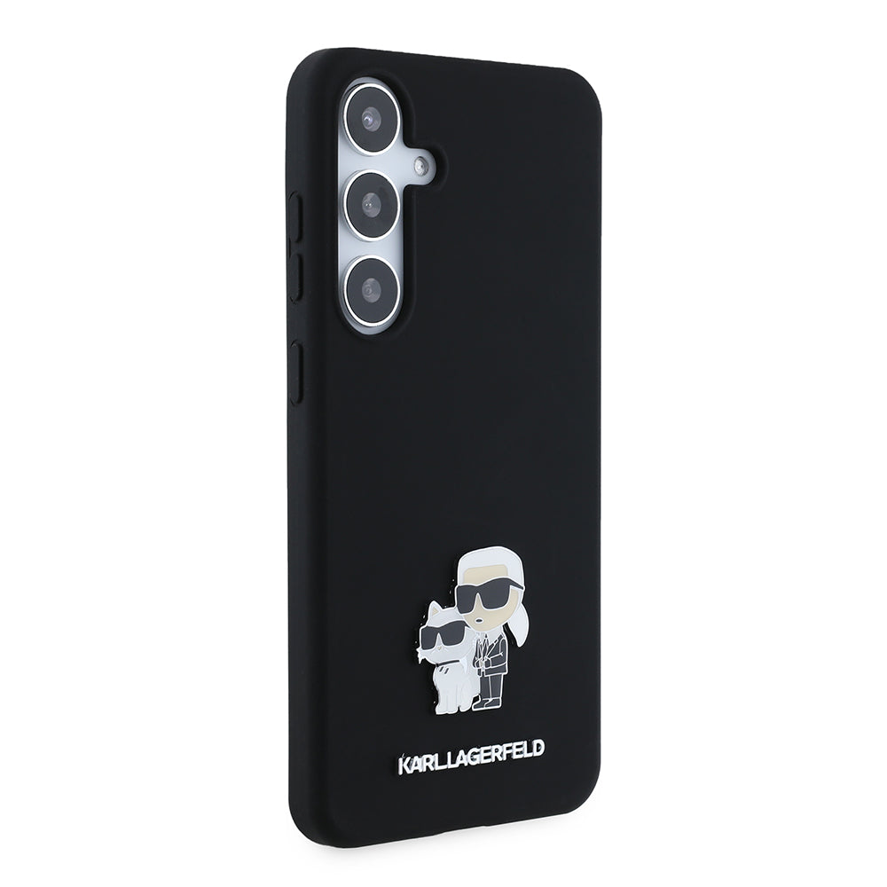 Husa pentru Samsung Galaxy S24+ S926, Karl Lagerfeld, Silicone Karl & Choupette Metal, Neagra