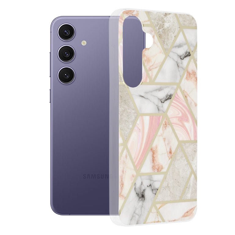 Husa pentru Samsung Galaxy S24+ S926, Techsuit, Marble, Roz