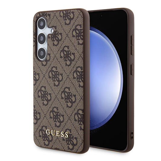 Husa pentru Samsung Galaxy S24 S921, Guess, 4G Metal Gold Logo, Maro