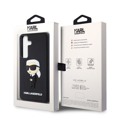 Husa pentru Samsung Galaxy S24 S921, Karl Lagerfeld, 3D Rubber Ikonik Karl, Neagra