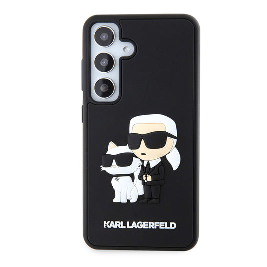 Husa pentru Samsung Galaxy S24 S921, Karl Lagerfeld, 3D Rubber Karl & Choupette, Neagra