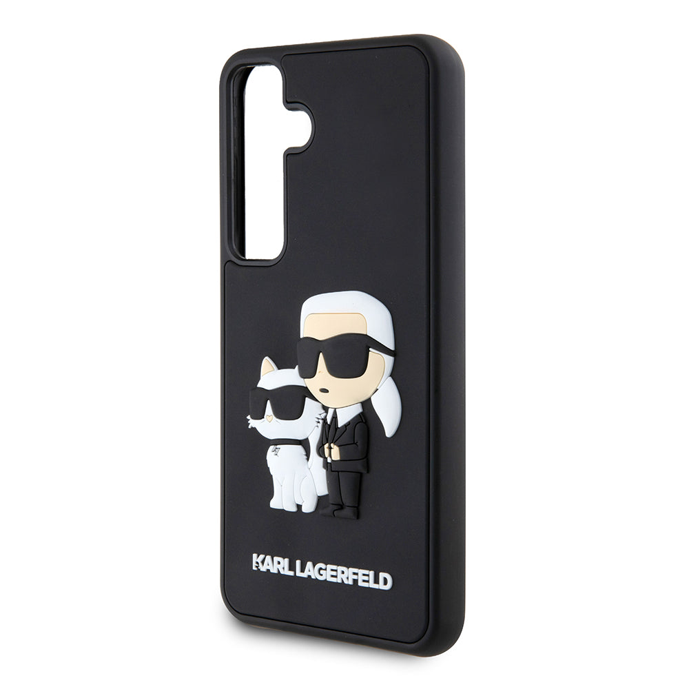 Husa pentru Samsung Galaxy S24 S921, Karl Lagerfeld, 3D Rubber Karl & Choupette, Neagra