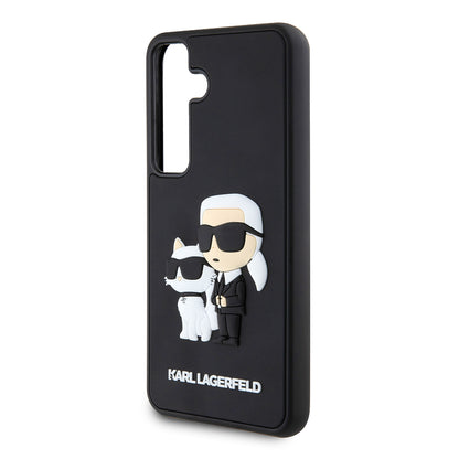 Husa pentru Samsung Galaxy S24 S921, Karl Lagerfeld, 3D Rubber Karl & Choupette, Neagra