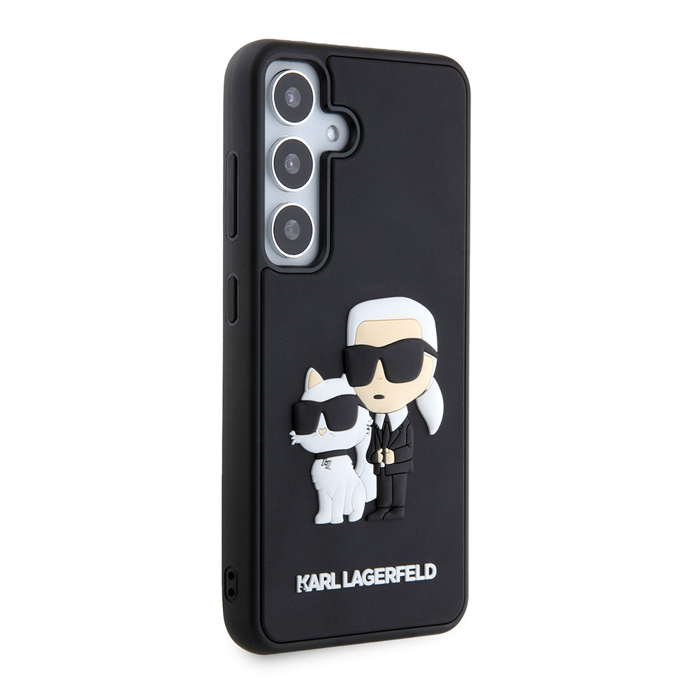 Husa pentru Samsung Galaxy S24 S921, Karl Lagerfeld, 3D Rubber Karl & Choupette, Neagra