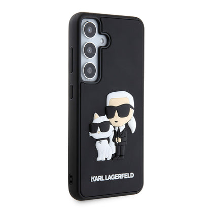 Husa pentru Samsung Galaxy S24 S921, Karl Lagerfeld, 3D Rubber Karl & Choupette, Neagra