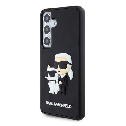 Husa pentru Samsung Galaxy S24 S921, Karl Lagerfeld, 3D Rubber Karl & Choupette, Neagra